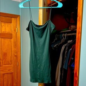 Elegant Dark Green Slip Dress